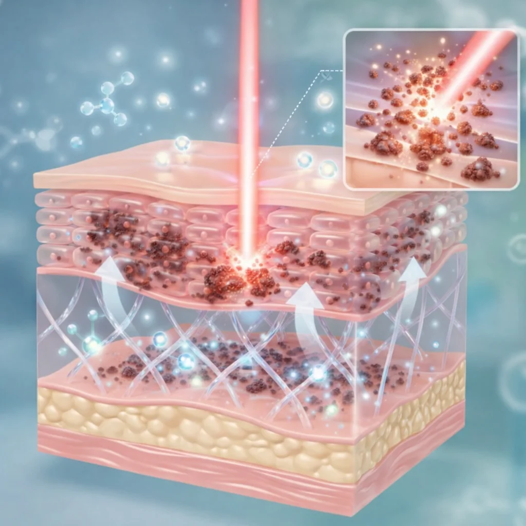 Lentigo treatment sequence — pigment breakdown, scab formation, and recovery